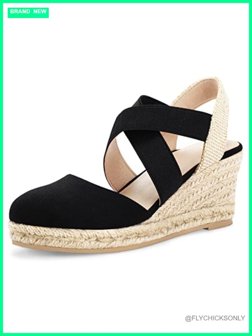 Women's Closed Toe Espadrille Wedge Sandals Criss Cross Elastic Ankle Strap